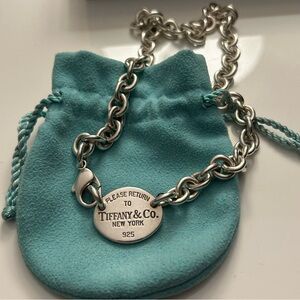 Tiffany & Co Oval Tag Choker Link Necklace